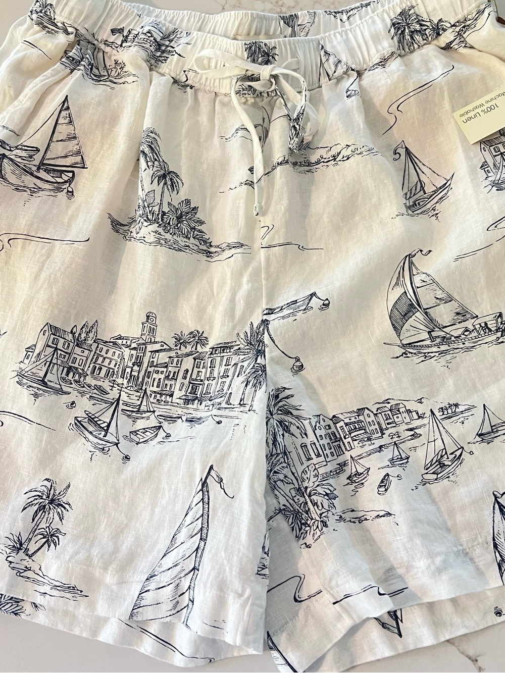 CYNTHIA ROWLEY | NWT 100% Linen Nautical Shorts Coastal Grandma Nautical Beach M
